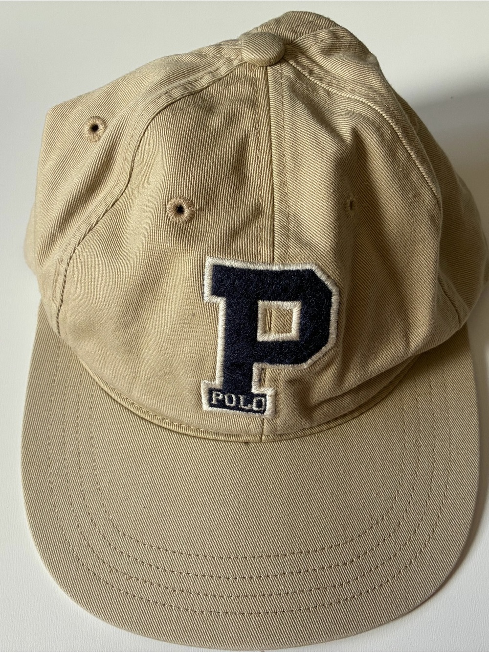 Vintage Polo Ralph Lauren Beige Big P Logo Baseball Cap - Spellout Polo